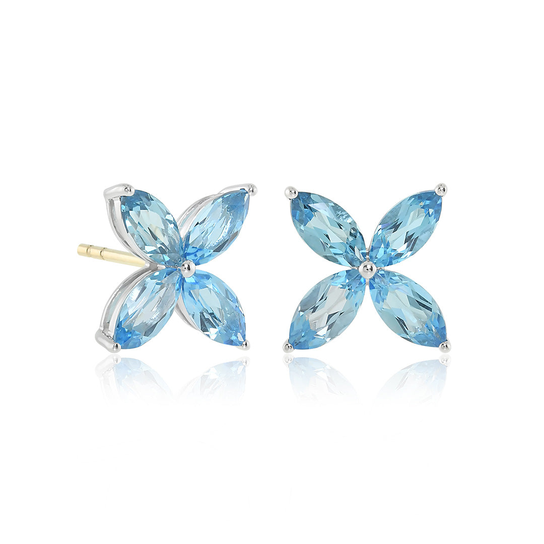 Stella Swiss Blue Topaz Earrings – Elegant Dangle Earrings for Women, Perfect for Weddings, Parties & Special Occasions