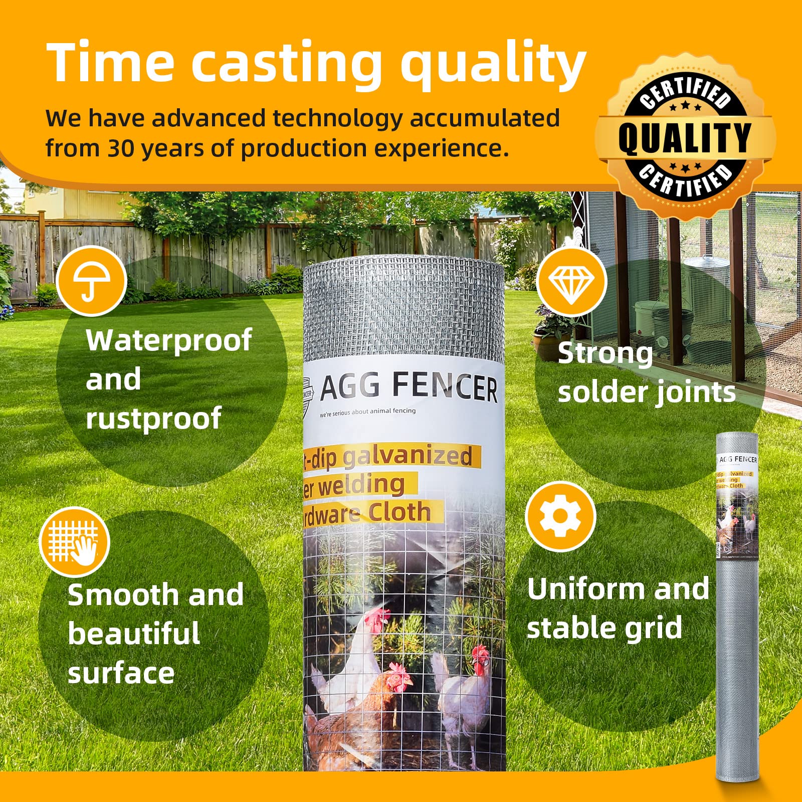 1/8 Inch 16in x 10ft Galvanized Welded Wire Mesh - Heavy Duty 27Ga Hardware Cloth for Chicken Coop, Garden Fencing, Bee Screens & Animal Cages | Durable Metal Mesh Roll for Poultry Netting, Plant Protection & DIY Projects