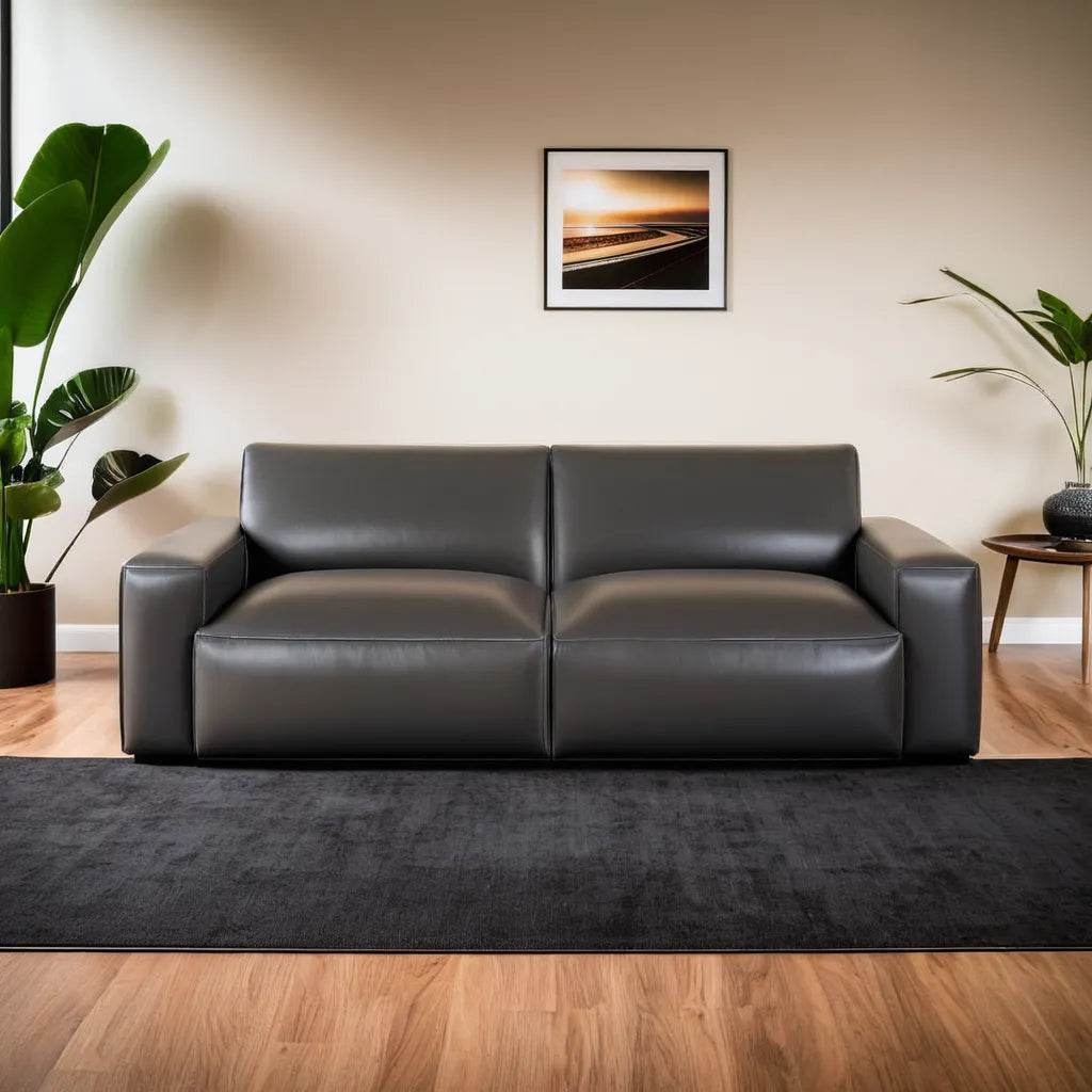 Giacomo Faux Leather 3-Seater Sofa - Modern PU Leather Loveseat for Living Room, Apartment & Office - Comfortable Contemporary Couch with Sturdy Metal Legs