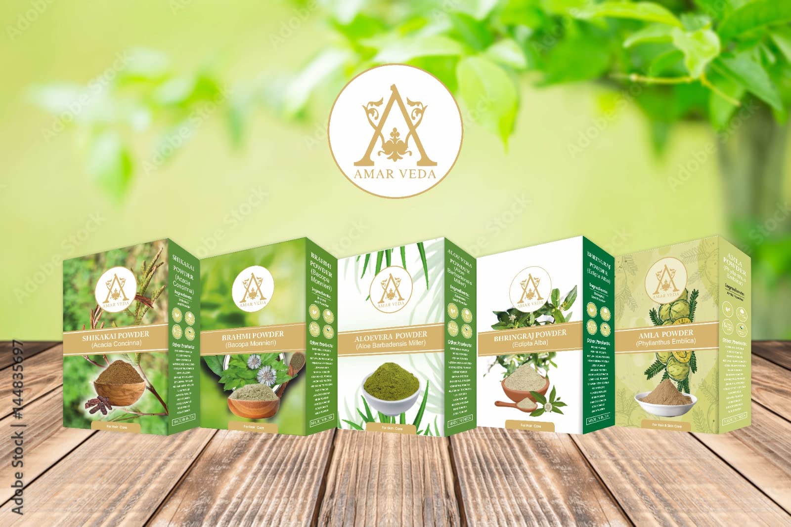 AMAR VEDA Ayurvedic Hair Care Combo Pack - Bhringraj Powder, Aloe Vera Powder, Amla Powder, Brahmi Powder, Shikakai Powder for Hair Loss Treatment (100g Each, 5 Herbs Set) | Natural Remedy for Hair Growth, Dandruff & Scalp Health | Perfect for DIY Hair Masks & Ayurvedic Routines