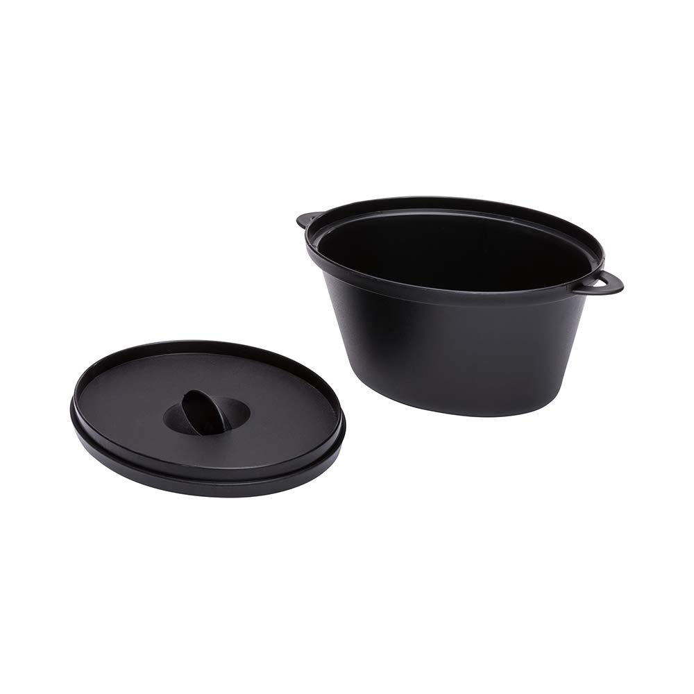 12 oz Black Plastic Appetizer Dishes with Lids - 100-Pack Disposable Serving Bowls | Dutch Oven Style Casserole Dishes for Restaurants, Parties & Catering | Perfect for Serving Desserts, Salads & Finger Foods