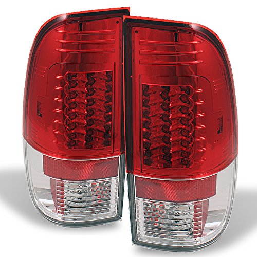 AKKON Red Clear LED Tail Lights Brake Lamps Replacement Pair for 08-16 Ford F-Series Super Duty Pickup Truck - Upgrade Your Truck's Style & Safety for Night Driving & Off-Road Adventures