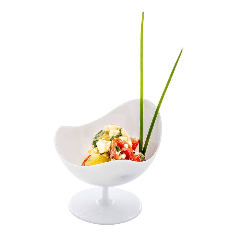 1.5 oz Disposable Mini Dessert Cups - 100 Pack White Plastic Parfait Bowls with Stem | Elegant Ball Chair Design for Appetizers, Snacks & Party Serving | Perfect for Catering, Restaurants & Home Entertaining