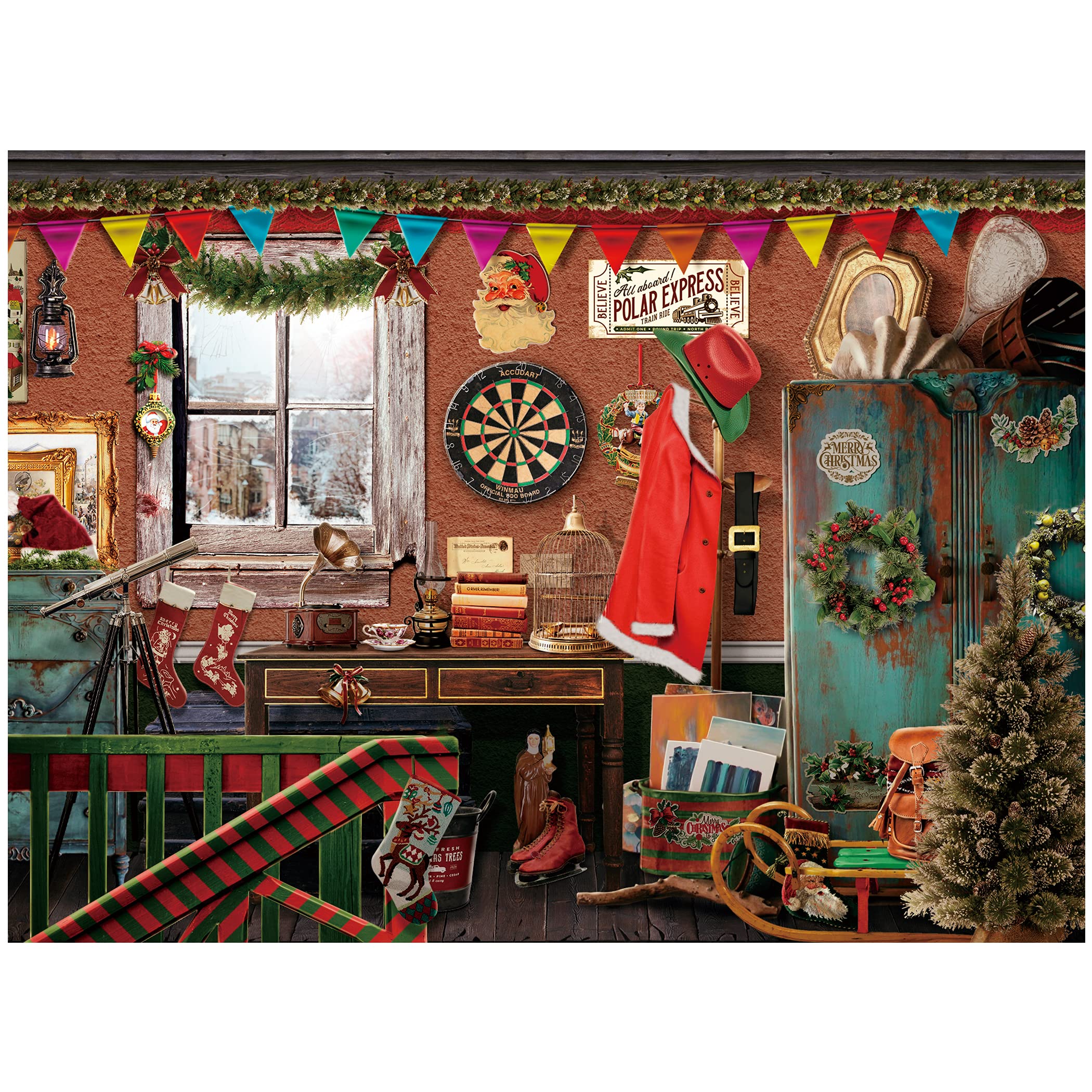 Lavievert 500-Piece Wooden Jigsaw Puzzle for Adults & Kids - Christmas in Attic Scene - Perfect for Family Game Night, Holiday Gifts & Brain Teaser Activities