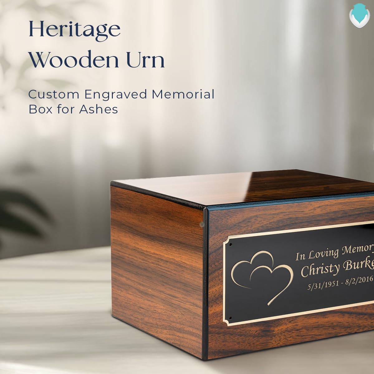 Premium Walnut Cremation Urn Box for Ashes - Handcrafted Wooden Urn with Custom Engraving for Men & Women - Holds Up to 213lbs - Perfect for Memorial Services, Home Display & Funeral Arrangements