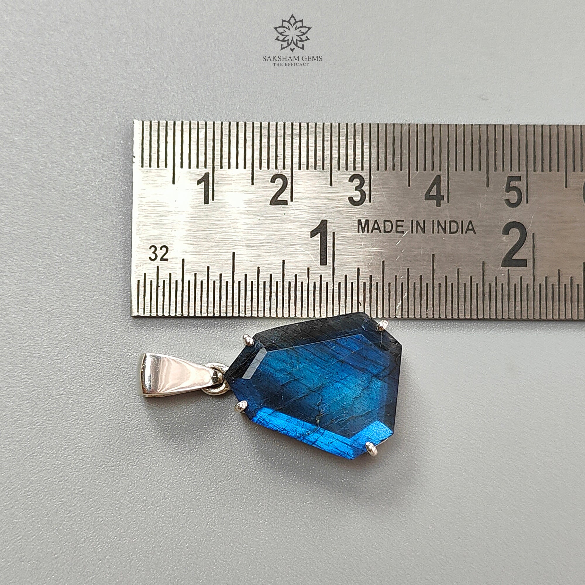 Natural Blue Labradorite Faceted Pendant - 5.74g Untreated Gemstone in 925 Sterling Silver Prong Setting | Uneven Fancy Cut Jewelry for Women | Perfect for Everyday Wear, Gift Giving & Special Occasions