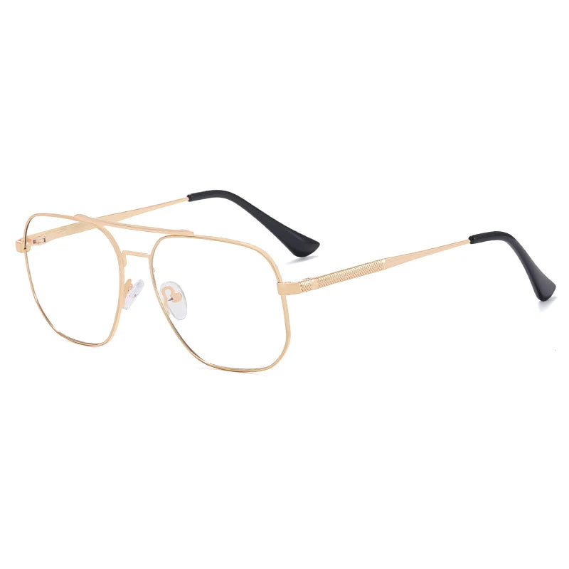 CCspace Unisex Full Rim Large Square Double Bridge Alloy Eyeglasses 57238 - Stylish Lightweight Frame for Men & Women - Perfect for Reading, Work, and Everyday Wear