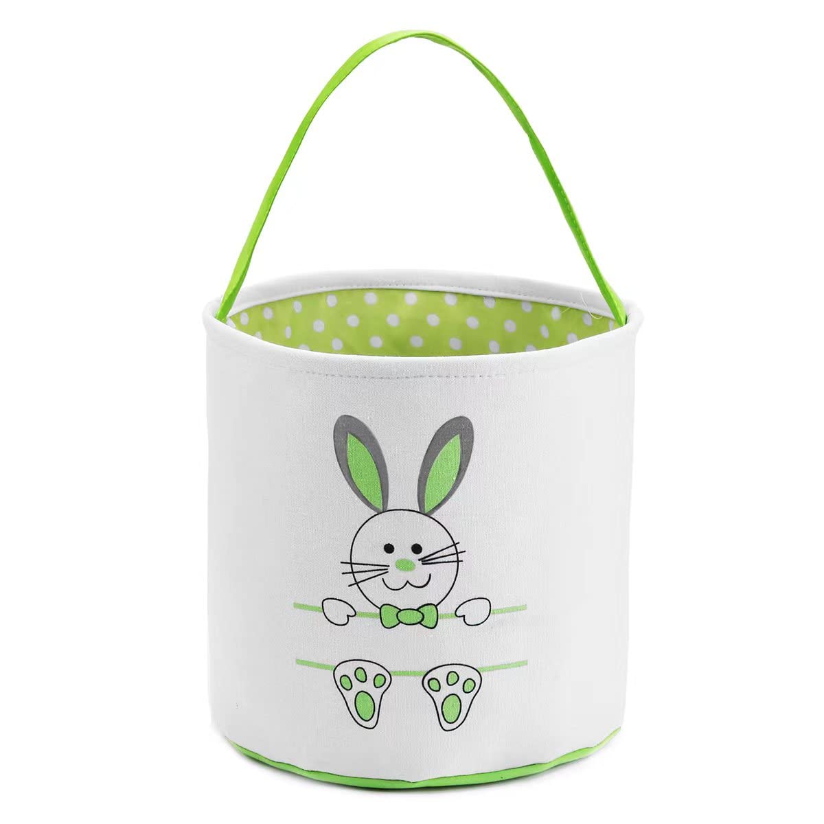 Personalized Easter Bunny Basket Bags for Kids - Cotton Canvas Easter Egg Hunt Bags with Cute Rabbit Print - Perfect for Easter Eggs, Candy & Gifts (Green) | Great for Easter Celebrations, Egg Hunts & Party Favors
