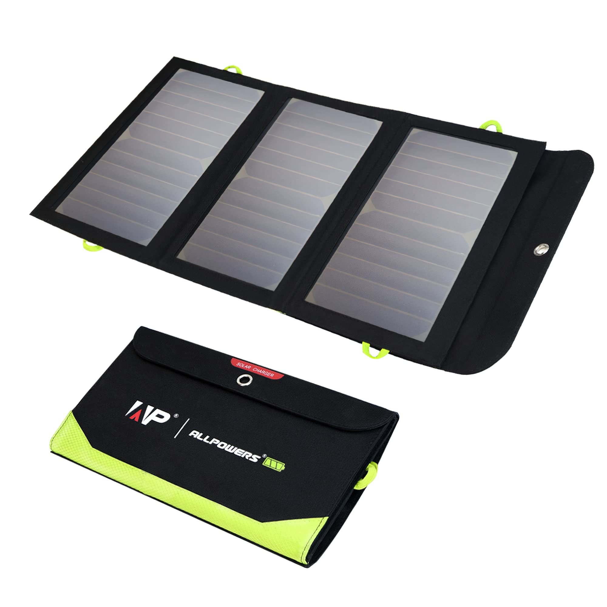 ALLPOWERS 21W Solar Charger with 10000mAh Power Bank - 3 Fast Charging Ports (USB-A/USB-C) | IP66 Waterproof Portable Solar Panel for Camping, Hiking, Outdoor Adventures | Compatible with iPhone, iPad, Samsung, Earbuds & More | Perfect for Emergency Power, Backpacking & Off-Grid Charging