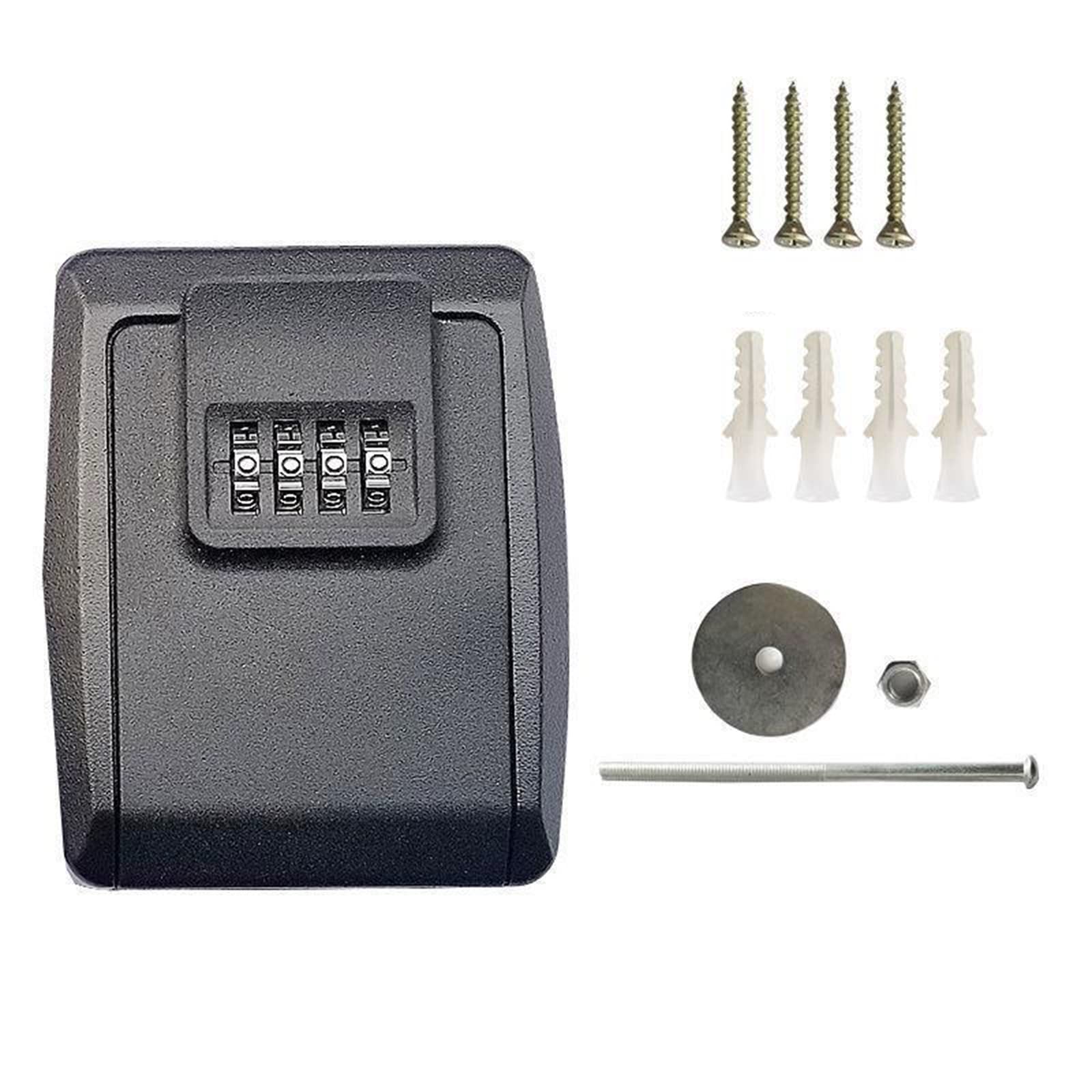 4-Digit Combination Key Lock Box - Wall Mounted Aluminum Alloy Weatherproof Storage for House Keys | Portable Spare Key Safe for Home, Warehouse, Office | Indoor & Outdoor Use (Black) | Perfect for Vacation Rentals, Airbnb Hosts & Property Managers