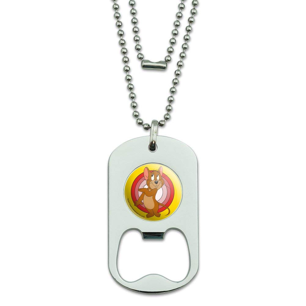 Tom and Jerry Jerry Military Dog Tag Bottle Opener Pendant - Fun Cartoon Character Collectible for Keychains, Gifts & Beer Bottle Opening