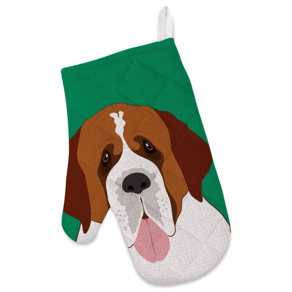 Adjustable Kitchen Apron with Pockets & 3-Piece Set (Oven Mitt, Pot Holder) - Saint Bernard Dog Design for Cooking, Baking & Grilling - Perfect for Home Chefs & BBQ Enthusiasts