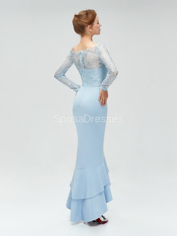 Elegant Long Sleeve Lace Mermaid High-Low Bridesmaid Dress - WG580 | Perfect for Weddings, Proms & Formal Events