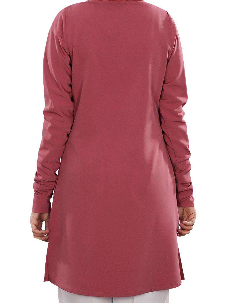 Lubna Rose Pink Tunic for Women - Flowy Boho Blouse with V-Neck & Long Sleeves - Perfect for Casual Wear, Office Outfits & Special Occasions