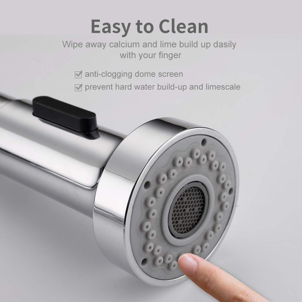 HOMELODY Pull Down Kitchen Faucet Replacement Head - 2-Function G1/2 Sink Spray Head in Chrome Finish | Perfect for Dishwashing & Food Prep in Modern Kitchens