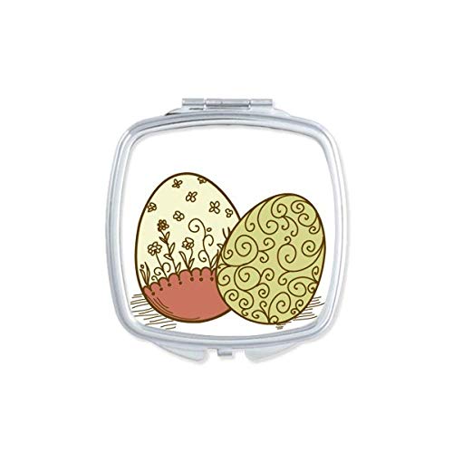 DIYthinker Easter Religious Festival Flower Egg Mirror - Portable Compact Pocket Makeup Mirror with Double Sided Glass for Travel, Home & Gift Giving