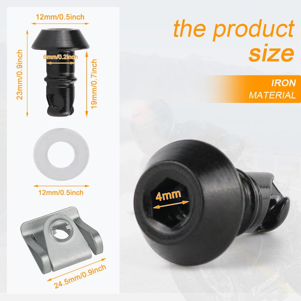 Xitomer 19mm Quick Release Fasteners - Universal Fit for Race Fairings & Motorcycle Bodywork (Black)