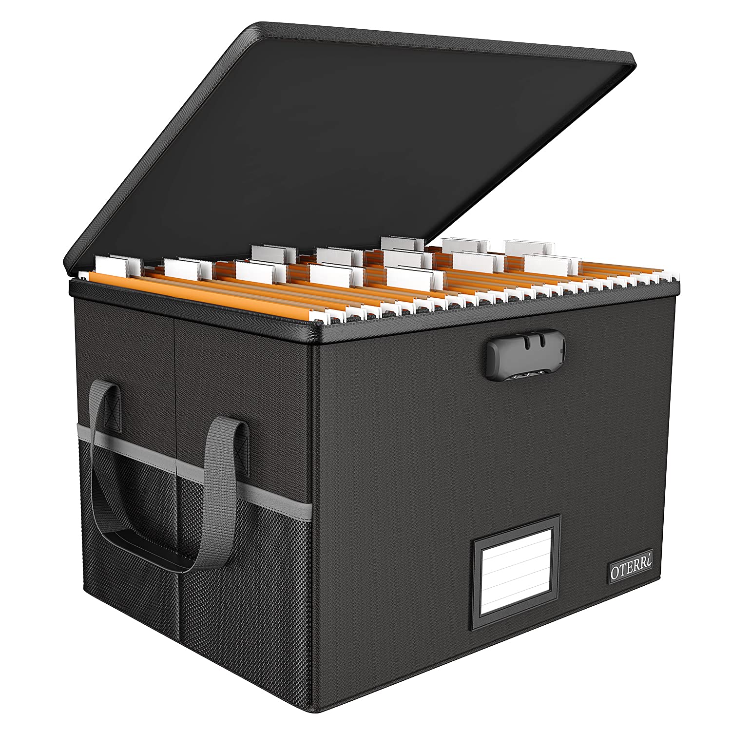 Fireproof Waterproof File Box with Lock - 15.35x12.2x10.2 Inch Portable Document Storage Organizer | Secure Home & Office Safe Box for Legal Files, Hanging Folders, Important Papers | Ideal for Tax Records, Certificates, Passports & Emergency Documents