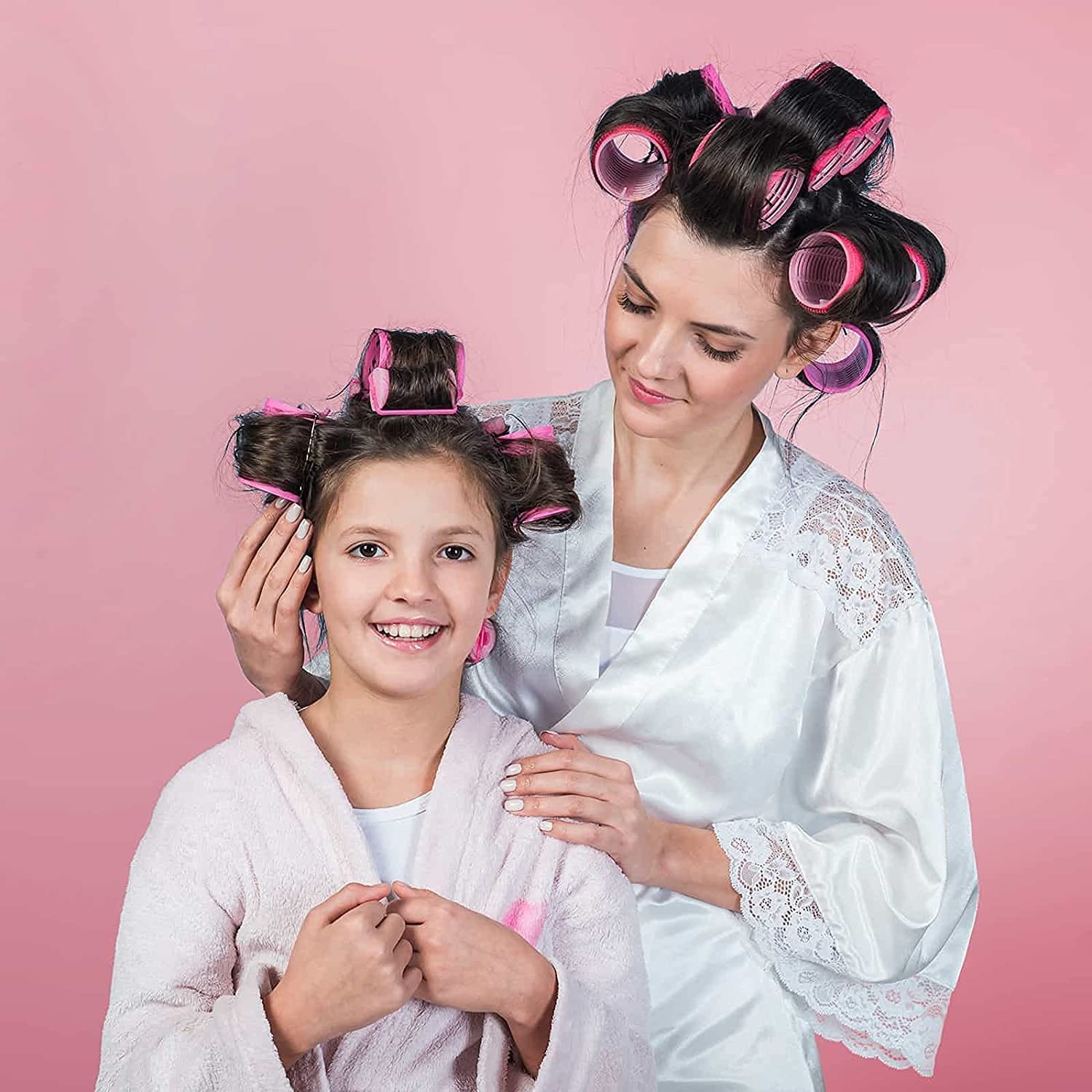 SIYAA 6Pcs Jumbo Self-Grip Hair Rollers Set with Stainless Steel - Large Hair Curlers for Voluminous Curls & Waves - Perfect for Home Styling, Salon Use & Special Occasions
