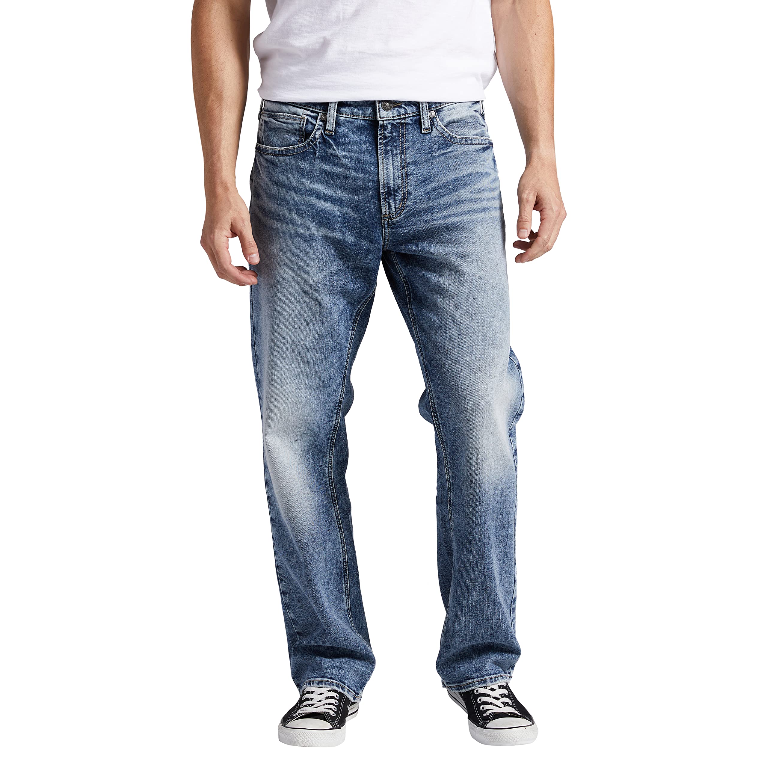 Silver Jeans Co. Men's Graystone Classic Fit Straight Leg Denim Jeans - Comfortable Casual & Work Pants for Everyday Wear