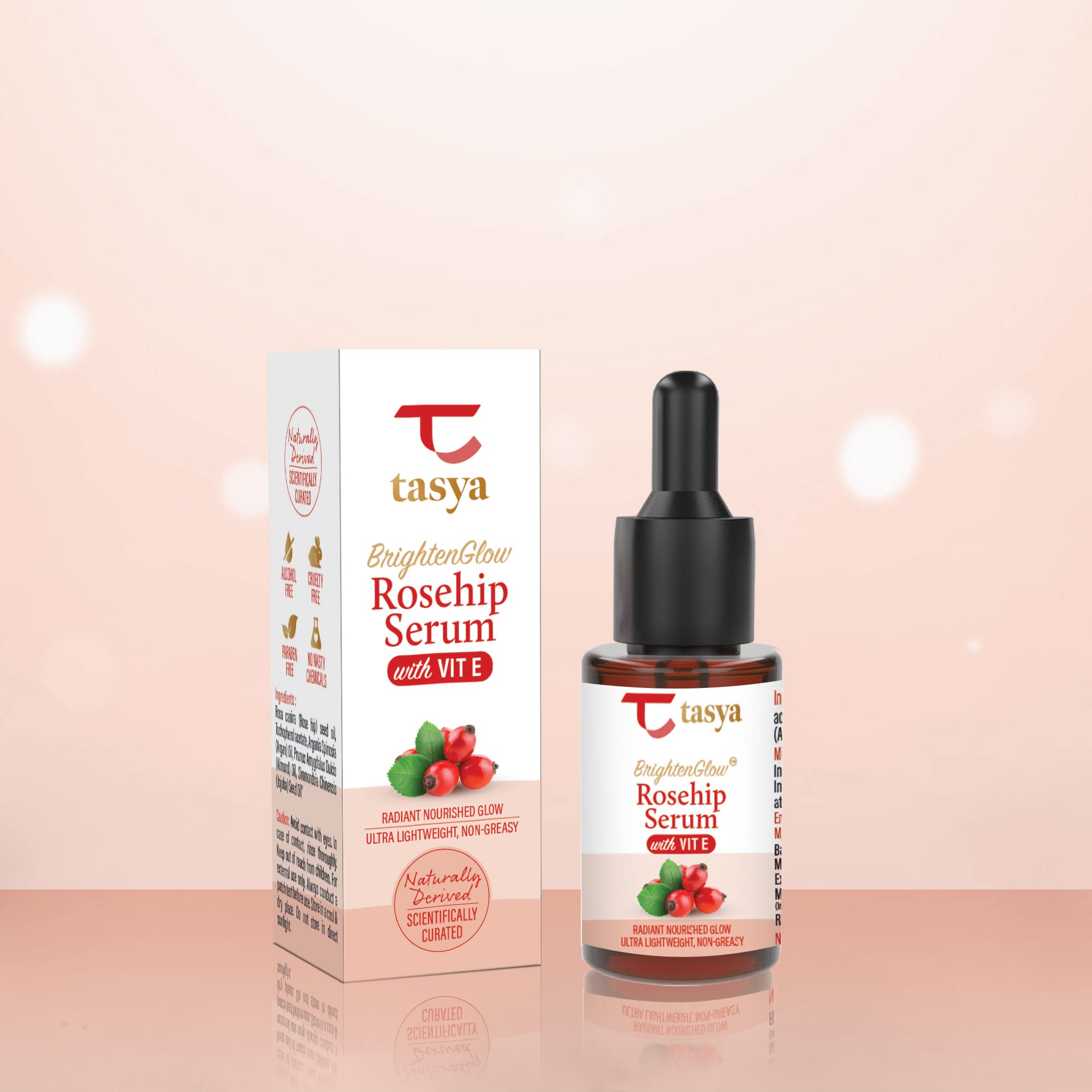 Tasya BRIGHTENGLOW™ Rosehip Serum with Vitamin E - 15ml | Anti-Aging Face Serum for Glowing Skin | Perfect for Night Routine & Dry Skin Care