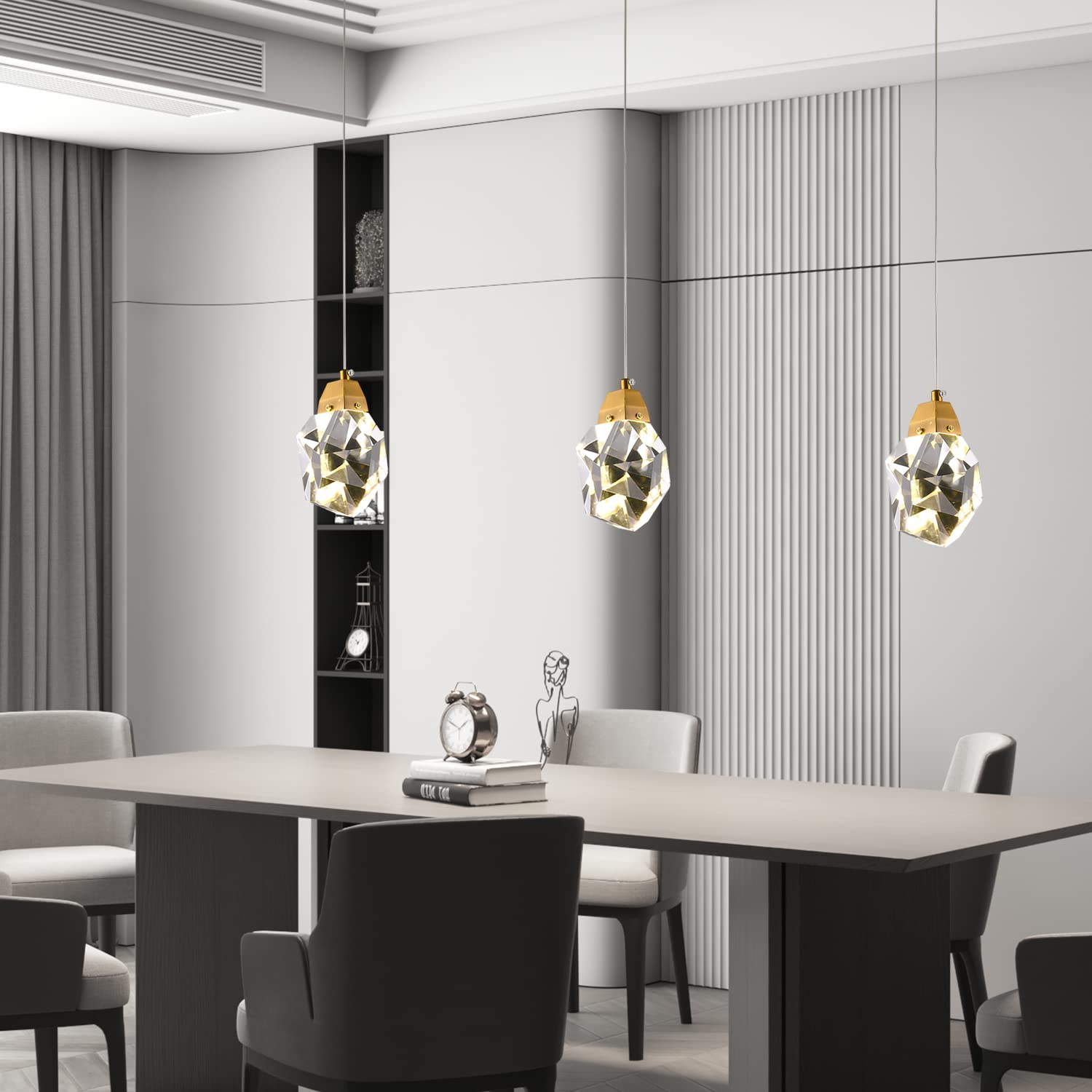 Modern Brass Dimmable Crystal Pendant Light - 4.72