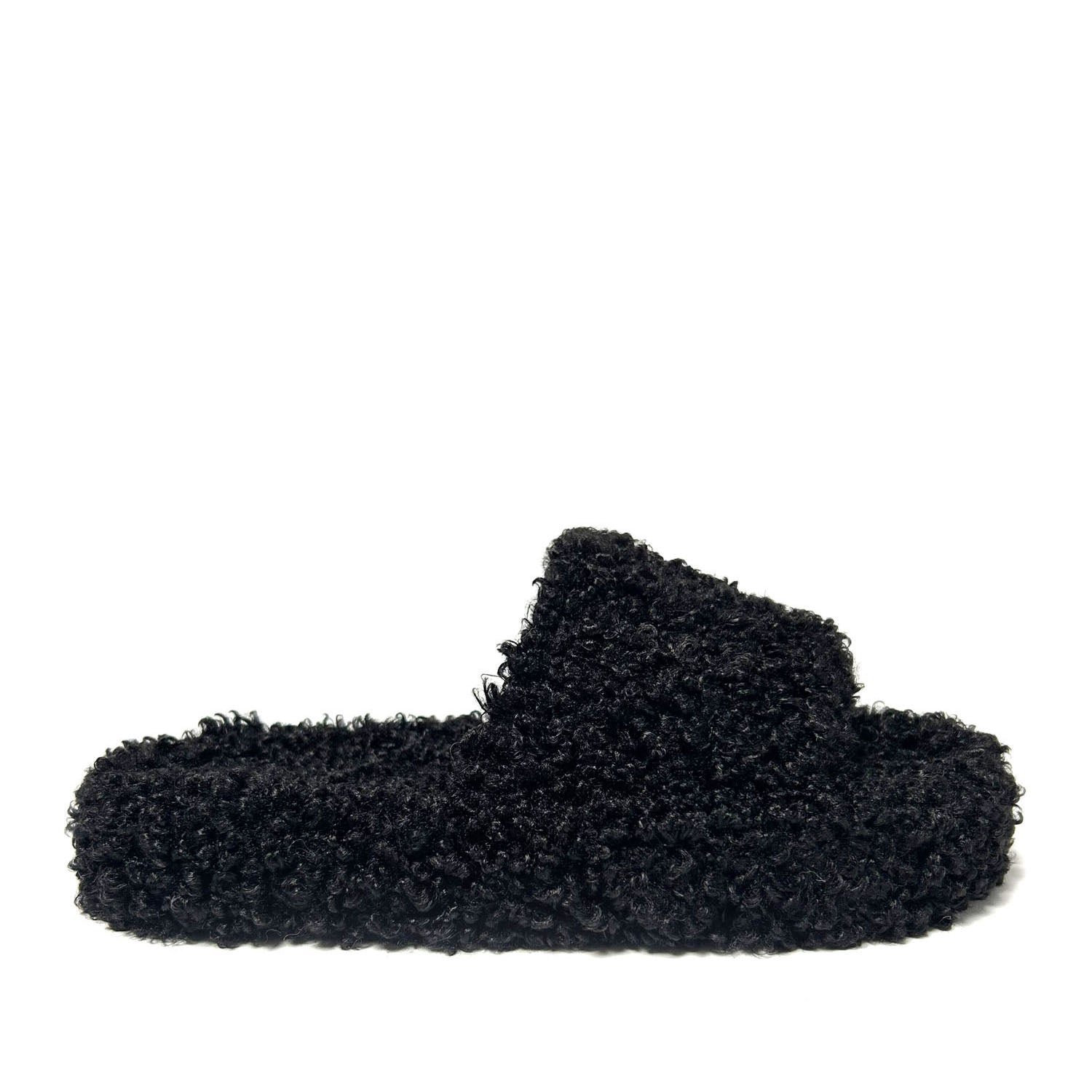 FLOOF Women's Cozy Shaggy Sherpa Slippers - Soft Indoor/Outdoor House Shoes for Winter, Black - Perfect for Home, Lounge & Cold Weather Comfort
