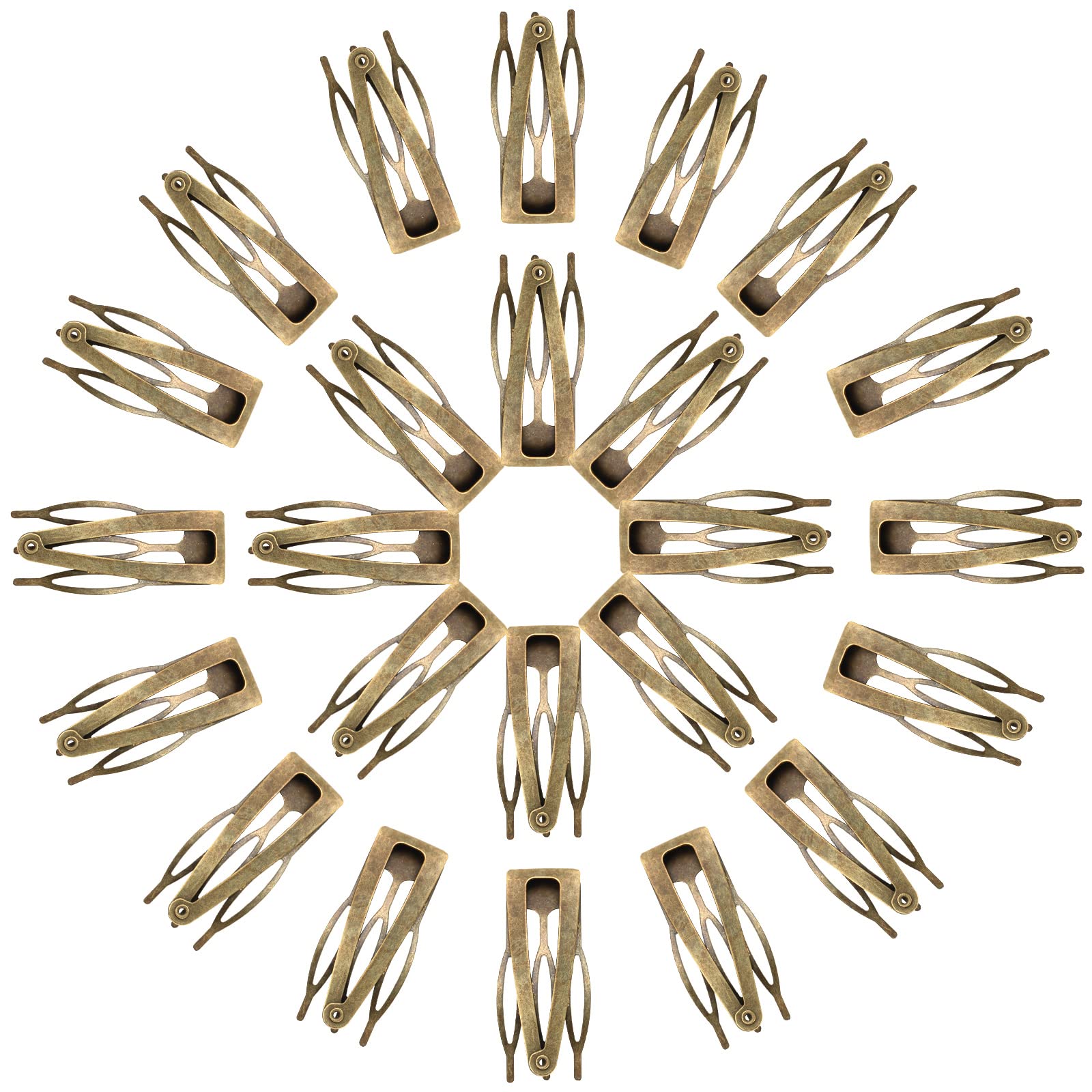 24 Pcs Double Grip Metal Snap Hair Clips - Women's Barrettes for Styling, Salon Supplies (Ancient Bronze, 2 Inch) - Perfect for Updos, Braids, Ponytails & Hair Accessories