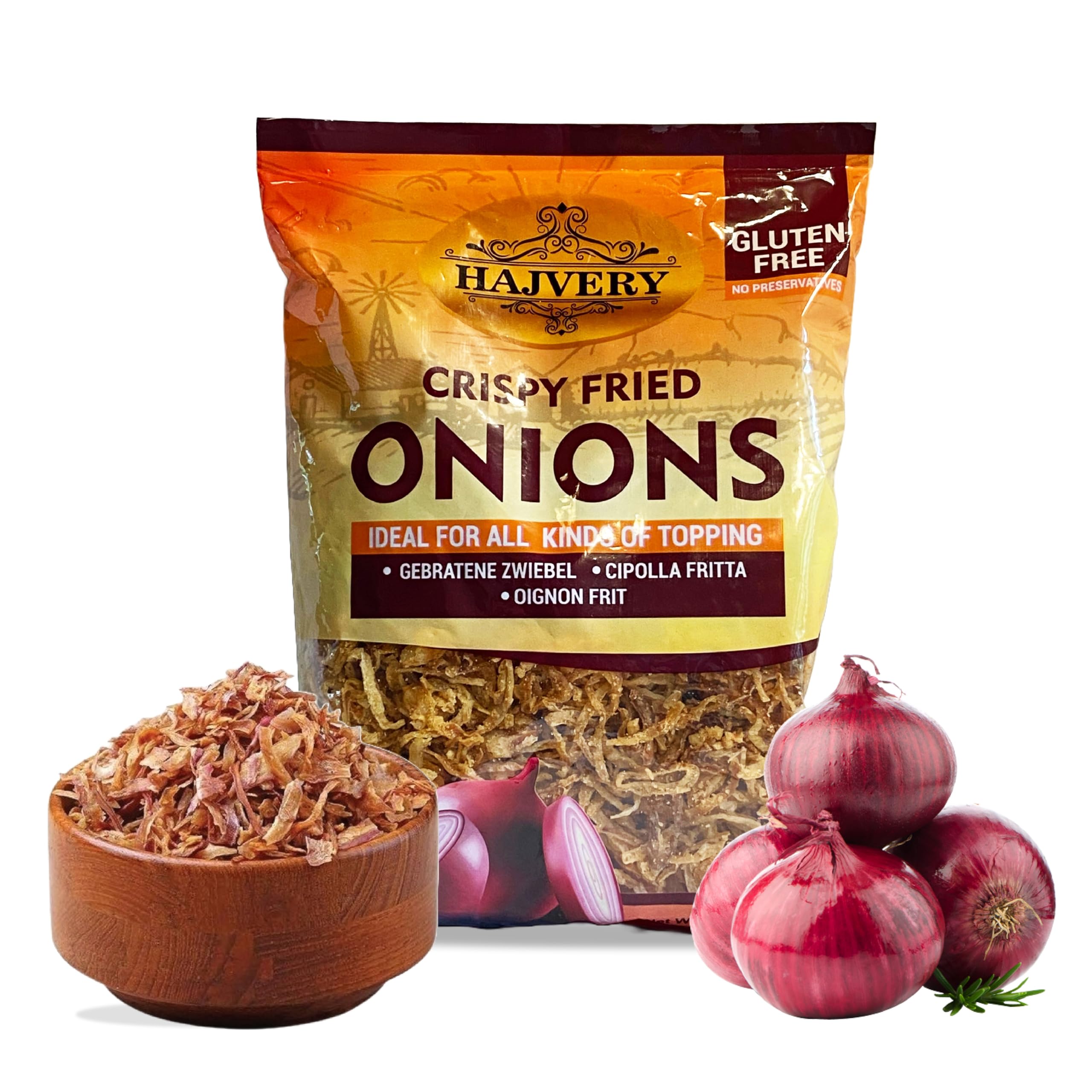 Crunchy Fried Onions 14 oz - All Natural Non-GMO Gluten Free Keto Friendly Low Sodium Topping for Salads, Burgers, Casseroles & More | Resealable Bag | Perfect for Green Bean Casserole, Baked Potatoes & Meal Prep