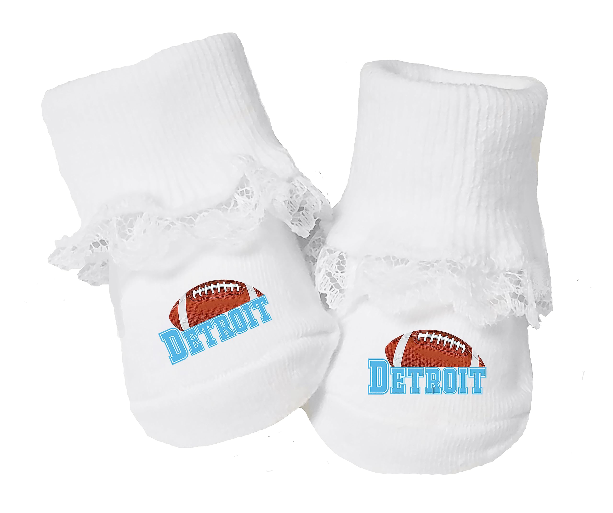 Detroit Lions Baby Toe Bootie Socks with Lace Trim - Soft Cotton Infant Socks for Newborns & Toddlers - Perfect for Game Day, Photo Shoots & Nursery Outfits