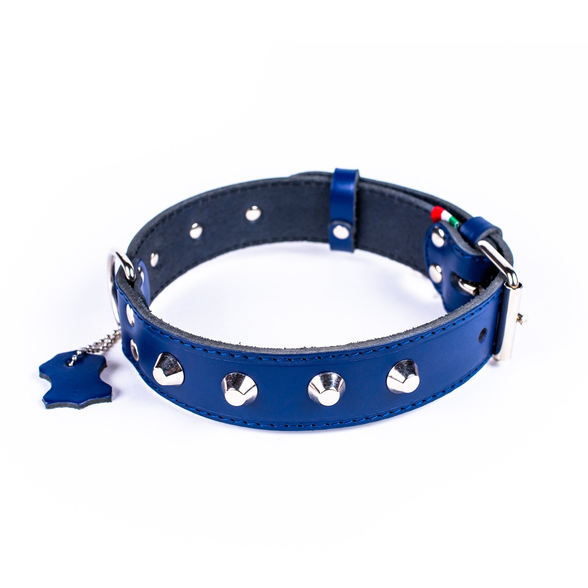 Italian Leather Studded Dog Collar - Large Size, Durable & Stylish for Medium to Large Dogs - Perfect for Training, Walking & Fashion Accessories