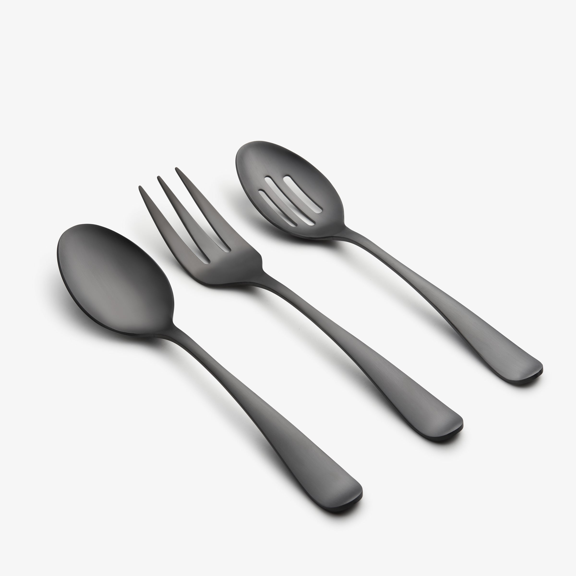 Premium Rhiannon 45-Piece Black Satin Flatware Set - Stainless Steel Cutlery Set for 8, Elegant Dinnerware for Formal Dining, Wedding Registry & Holiday Entertaining