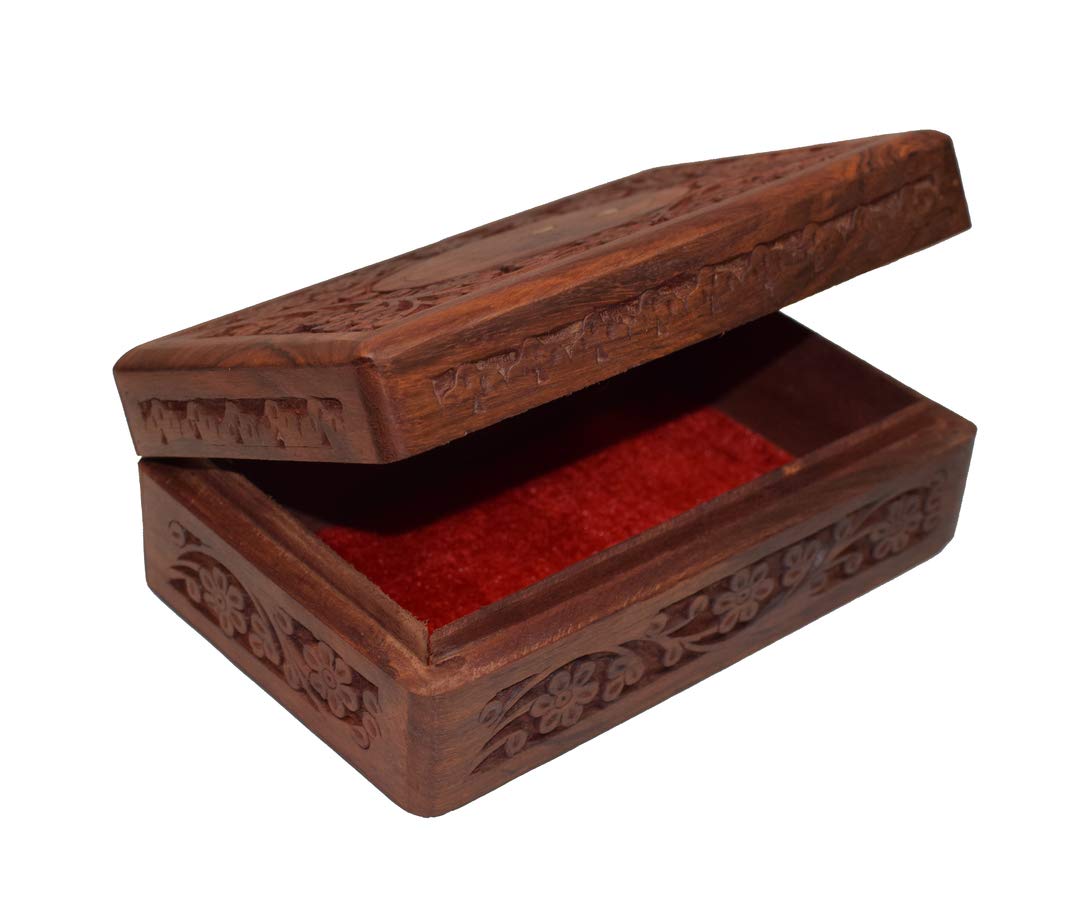 Set of 3 Handmade Wooden Jewelry Box Organizers with Floral Design - Perfect for Necklace, Ring & Earring Storage - Great Gift for Women, Brides & Home Decor