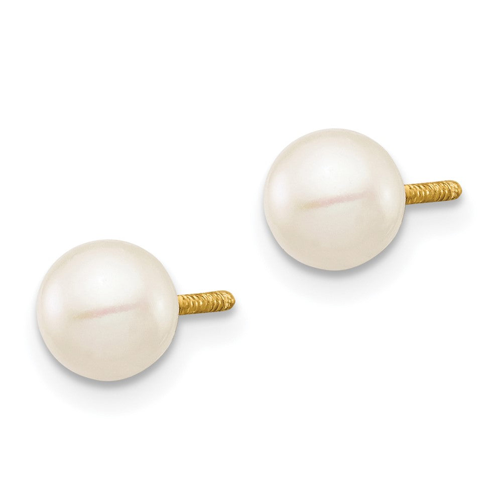 14K Gold Madi K 5-6mm White Freshwater Cultured Pearl Stud Earrings - GK416 Model | Elegant Jewelry for Women, Perfect for Weddings, Parties & Daily Wear