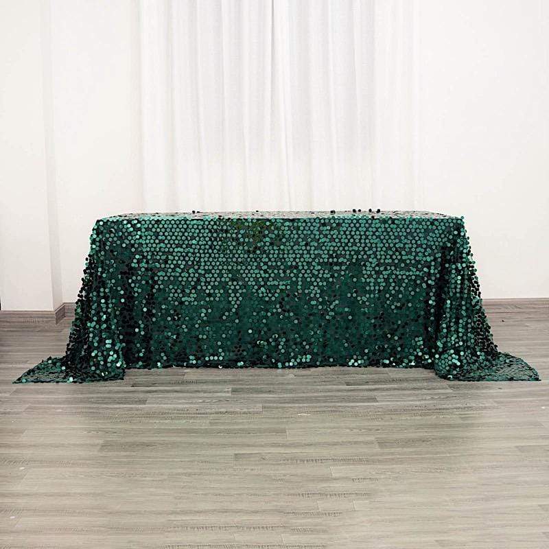 90x132 Inch Large Payette Sequin Rectangular Tablecloth - Glamorous Dining Table Cover for Weddings, Parties & Holiday Decorations