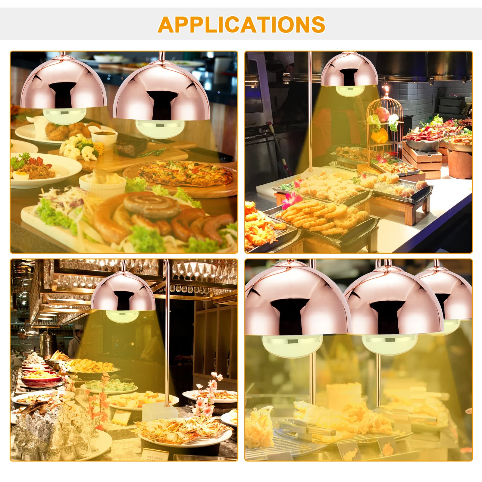 Commercial Food Heat Lamp with Marble Base - 250W Infrared Heating Bulb for Restaurants, Buffets & Catering - Keep Food Warm & Fresh for Hours - Perfect for Food Service, Cafeterias & Outdoor Events