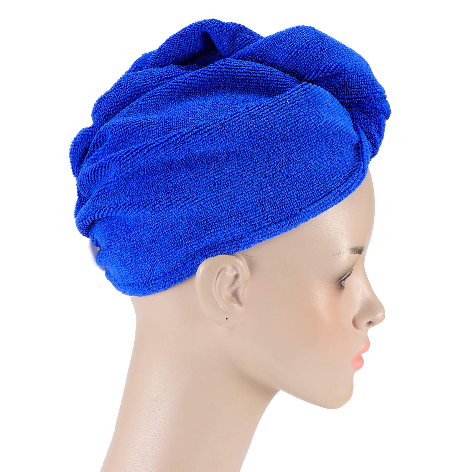 5-Pack Microfiber Hair Drying Hat - Quick Dry Hair Towel Wrap for Women & Men, Soft & Absorbent Hair Turban in Sapphire Blue - Perfect for Gym, Travel, Swimming & Home Use