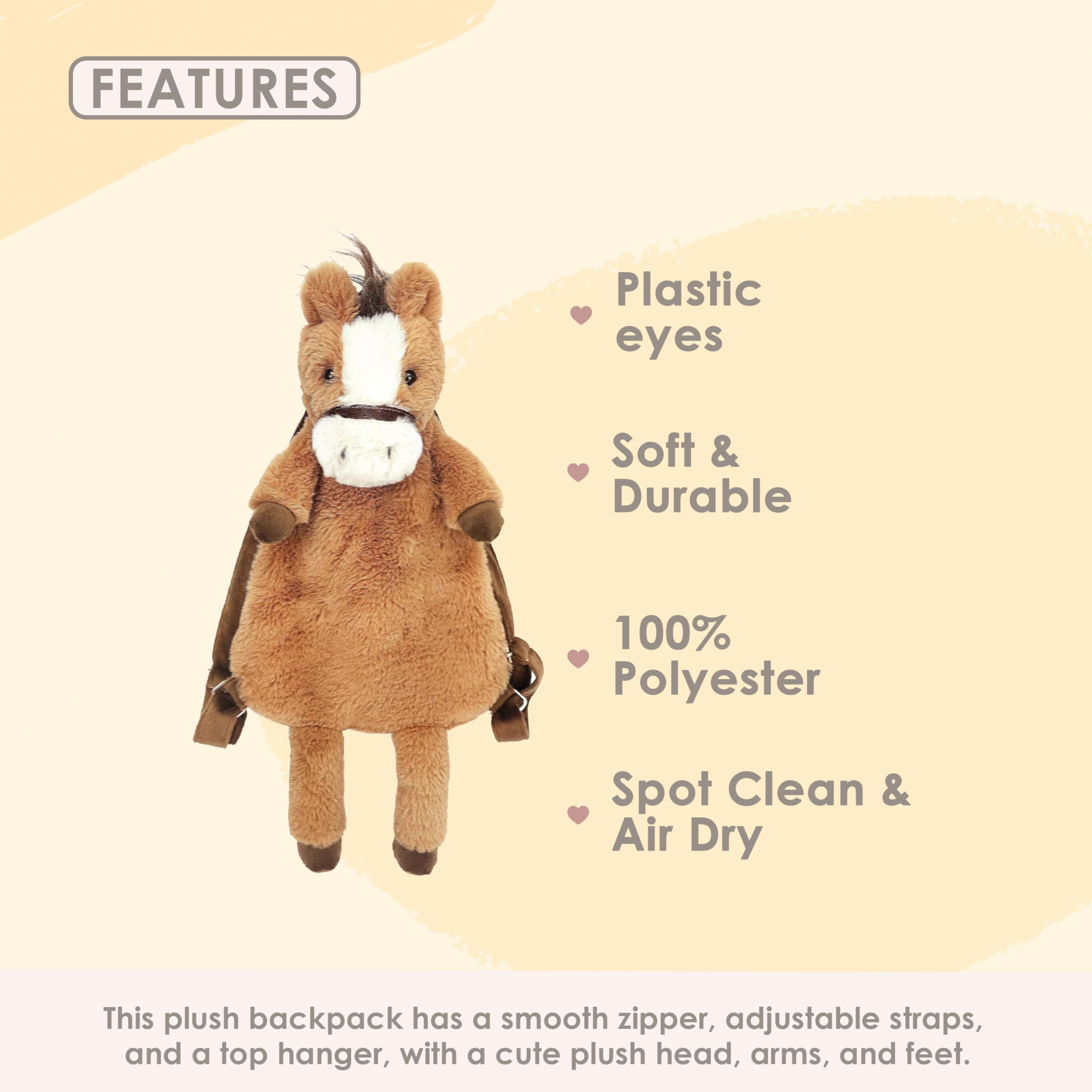 MON AMI Truffles Horse Soft Plush Backpack 21