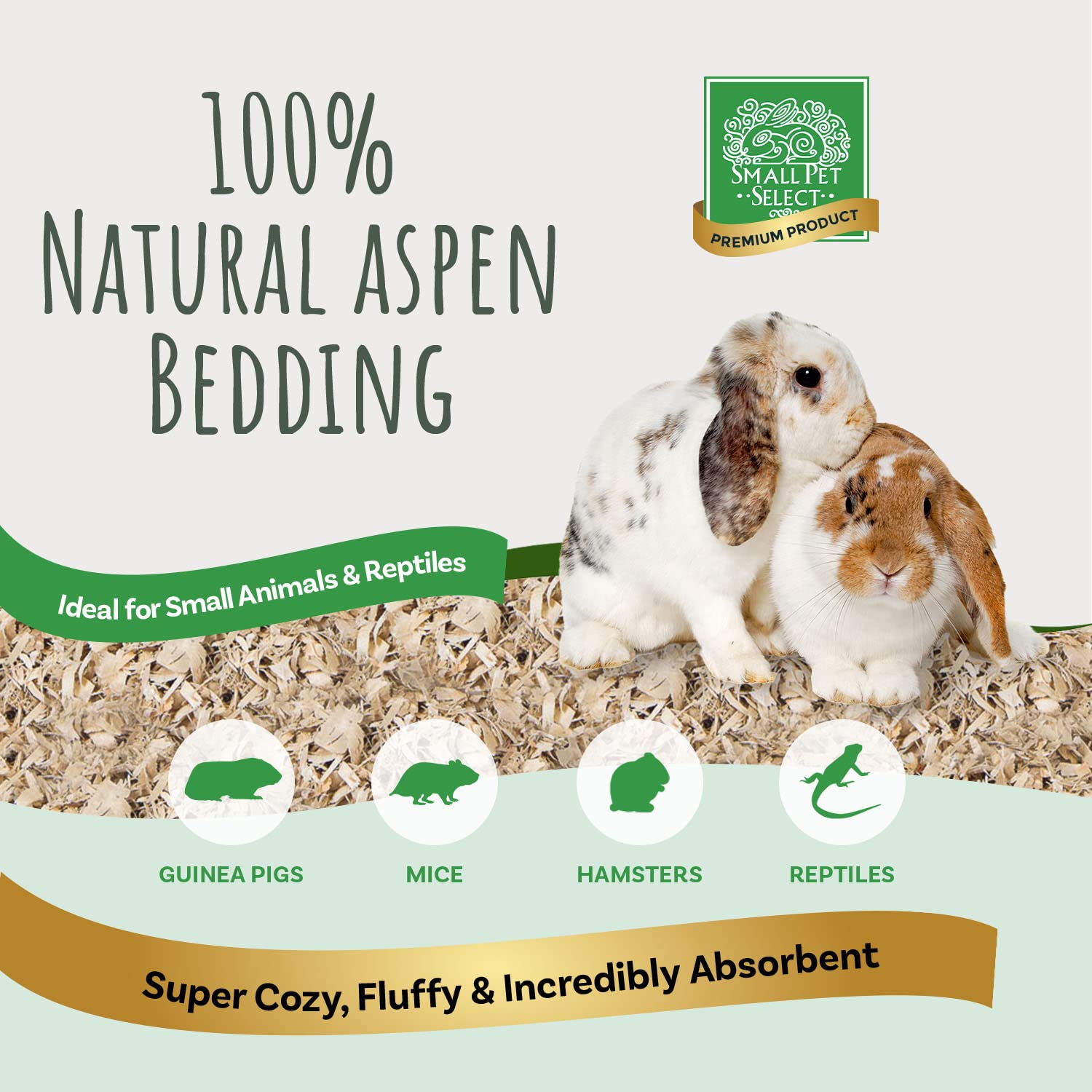 Small Pet Select Premium Natural Aspen Bedding (2 Pack, 141L) & 2nd Cutting Timothy Hay (10LB) for Rabbits, Guinea Pigs, Chinchillas - Ideal for Cages, Hutches, and Small Animal Habitats