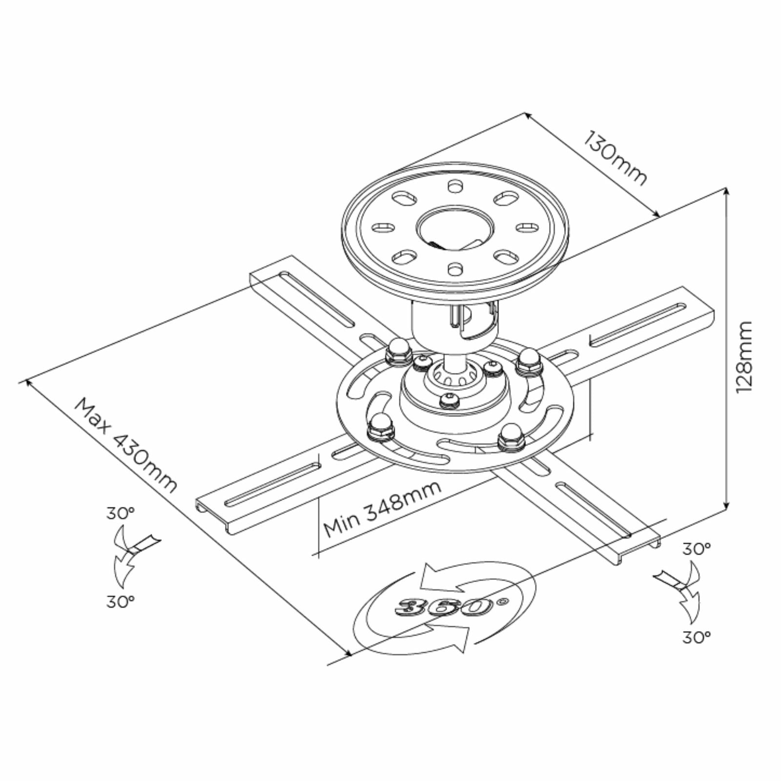 Tauris™ Universal Projector Ceiling Mount Bracket - Adjustable for Home Theater, Office & Classroom Projectors - Heavy Duty 360° Rotation Mounting Kit