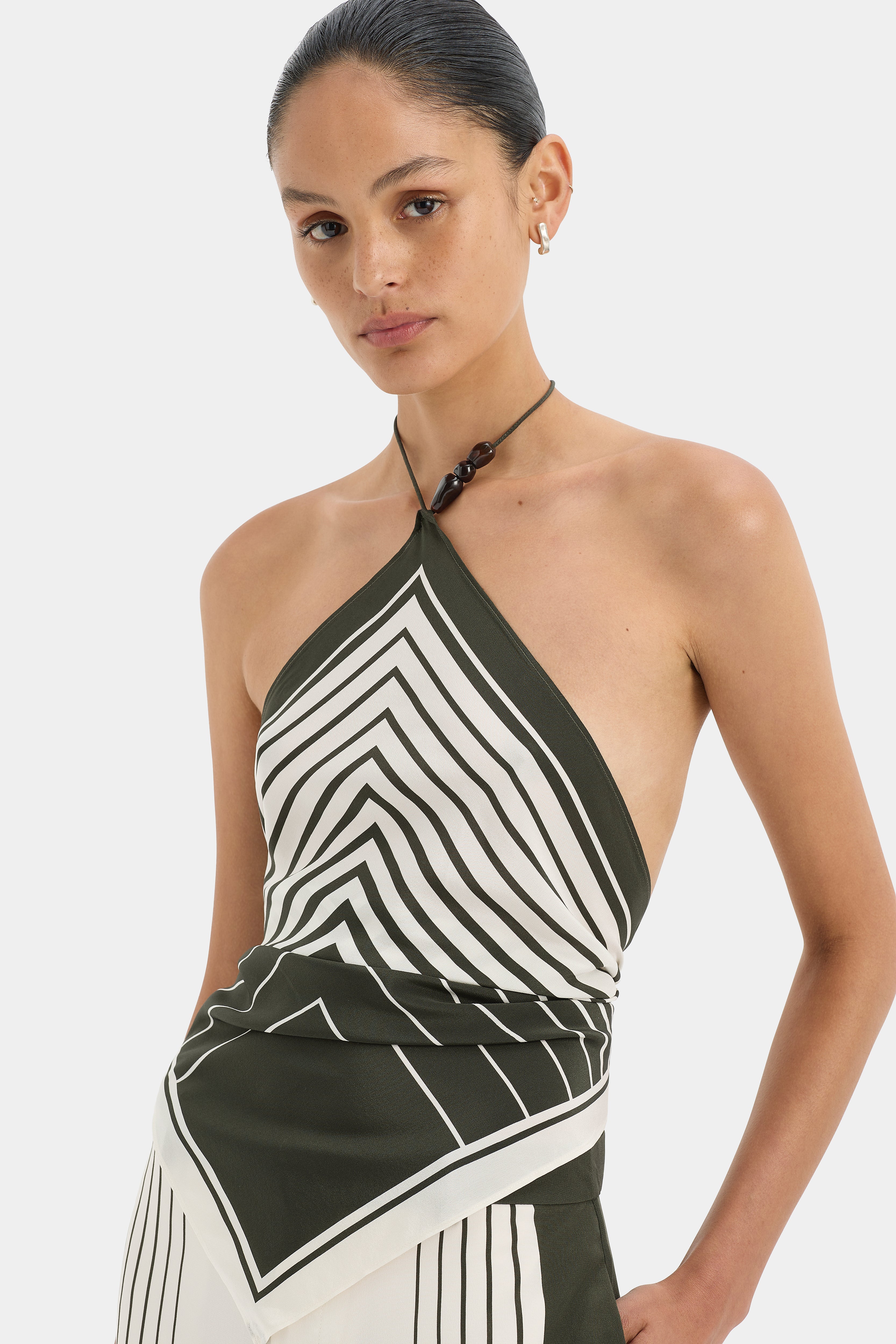 Leilana Garden Stripe Scarf - Lightweight Fashion Scarf for Women - Perfect for Spring Outfits, Office Wear & Travel Accessories