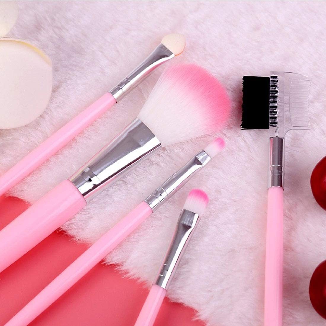 TEEPZEEY 5-Piece Pink Makeup Brush Set with Soft Bristles - Professional Cosmetic Brushes for Foundation, Blush, Eyeshadow & More - Perfect for Women's Daily Makeup & Travel Beauty Essentials