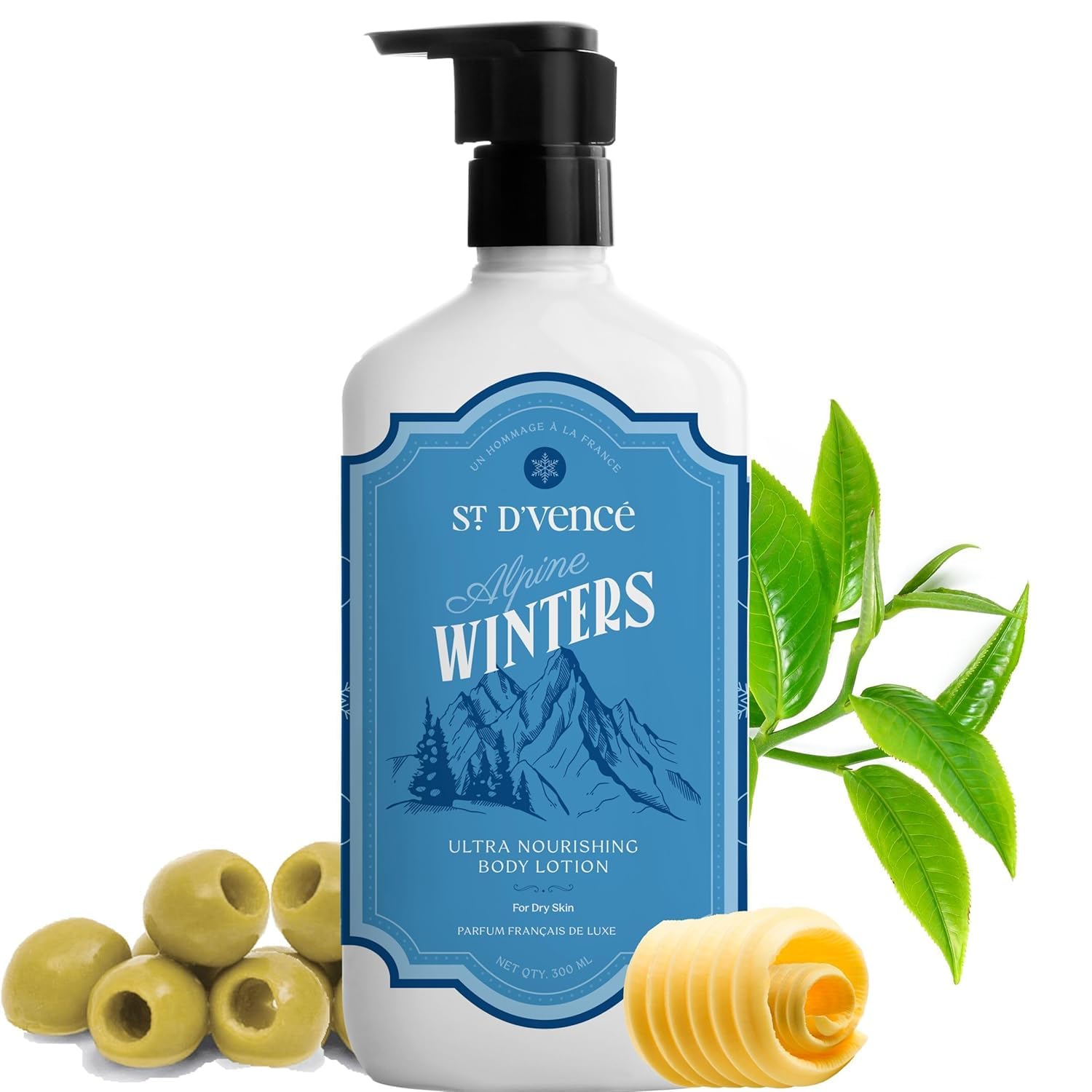 Alpine Winter Body Lotion for Dry Skin - Tea Tree Oil, Shea Butter & Vitamin E Moisturizer Cream for Women & Men | 300ml | Hydrating Winter Skin Care for Cold Weather & Dry Climates
