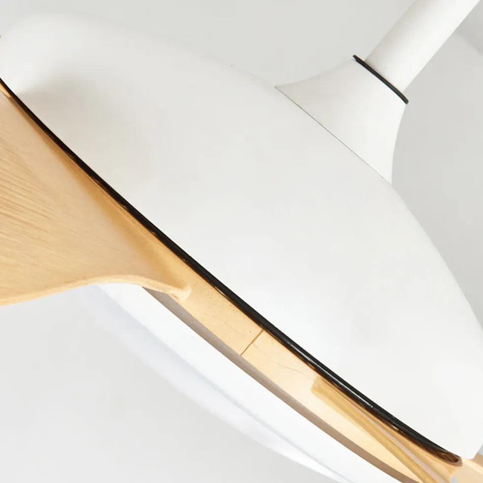 White Wooden Fan with LED Light - Handheld Cooling Fan for Home, Office, and Outdoor Use - Decorative and Functional Air Circulator