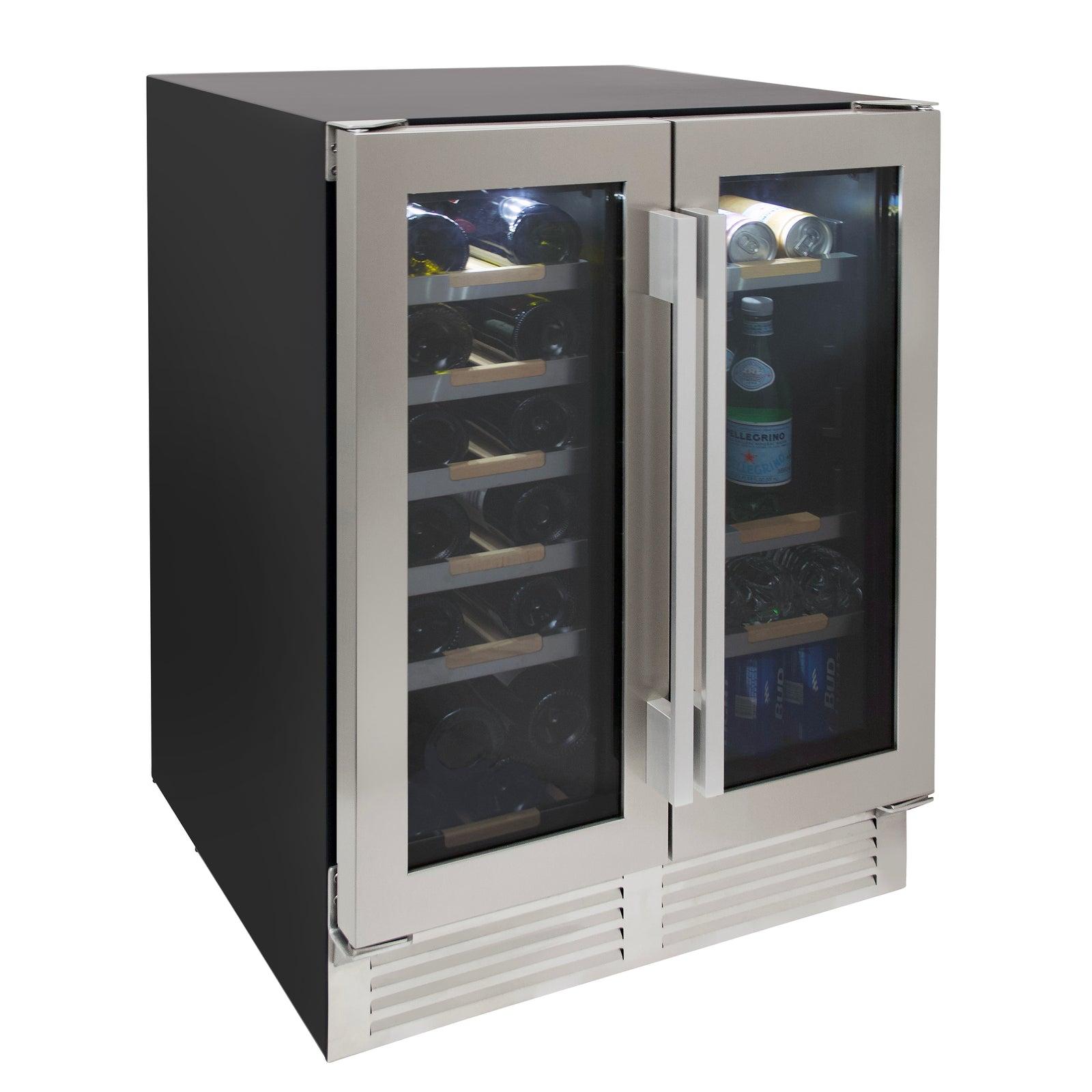 Avanti Elite WBE1956Z3S Stainless Steel Side by Side Wine and Beverage Cooler - Holds 19 Bottles & 56 Cans (12 oz) - Perfect for Home Bars, Restaurants, and Entertaining Guests