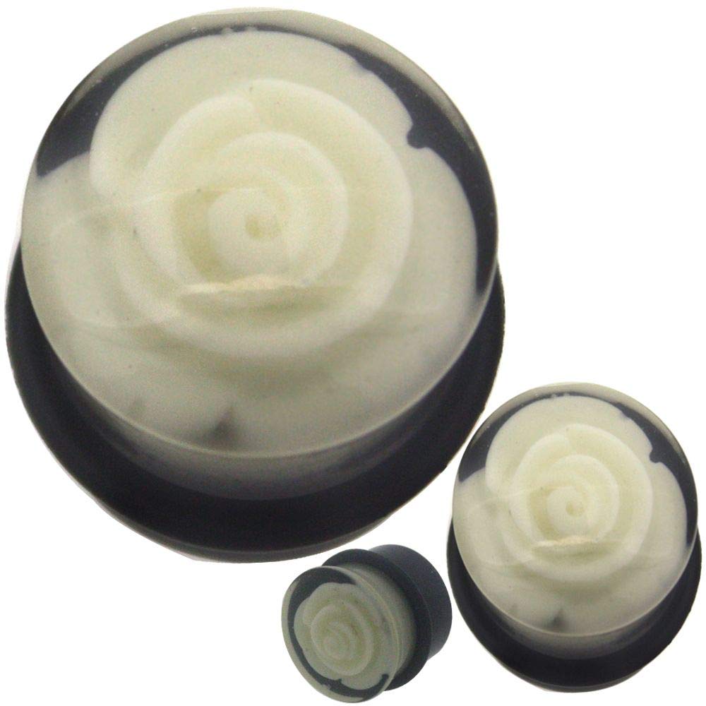 Rose Single Flare O-Ring Ear Plugs - 8mm to 20mm Ear Stretchers for Gauging & Body Jewelry - Perfect for Ear Stretching, Piercing Care & Alternative Fashion