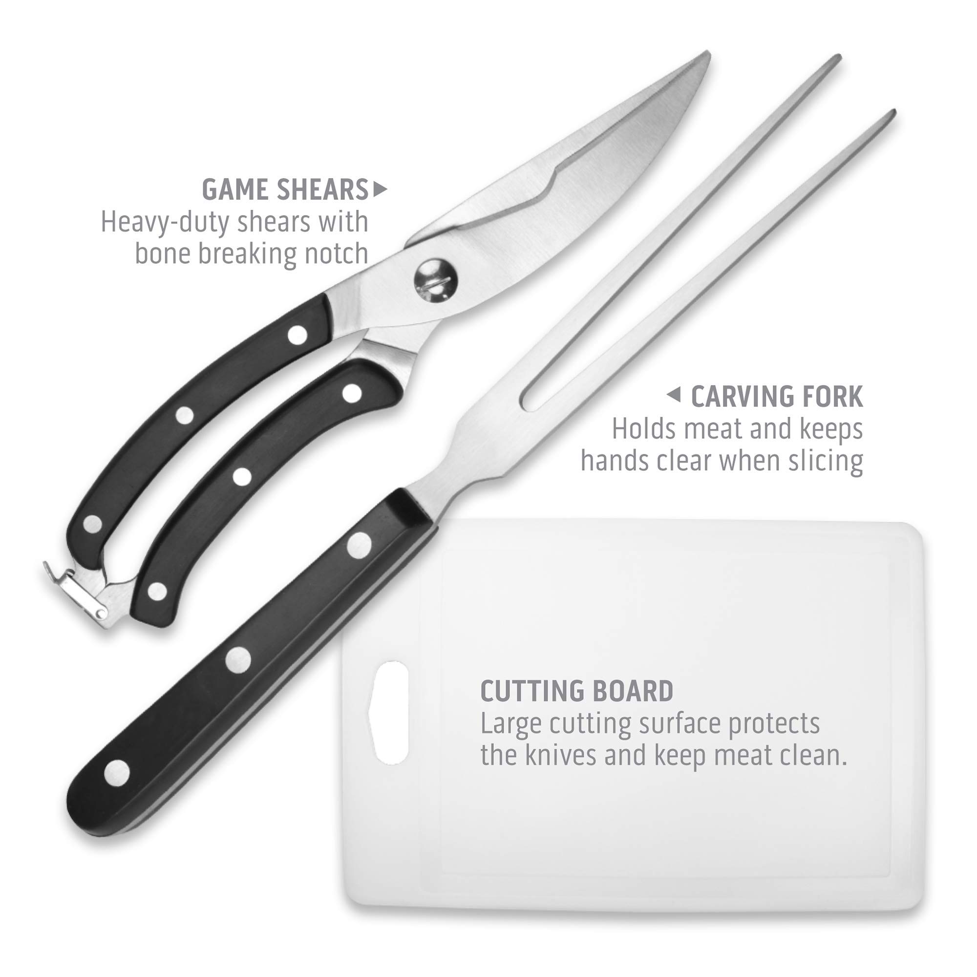 Outdoor Edge Game Processor 12-Piece Hunting Knife Set - Caping & Boning Knives, Skinning Knife, Bone Saw, Game Shears, Sharpener & Rib Spreader in Hard Case | Premium Butcher Knife Kit for Deer, Elk & Wild Game Processing | Perfect for Hunting, Field Dressing & Meat Preparation