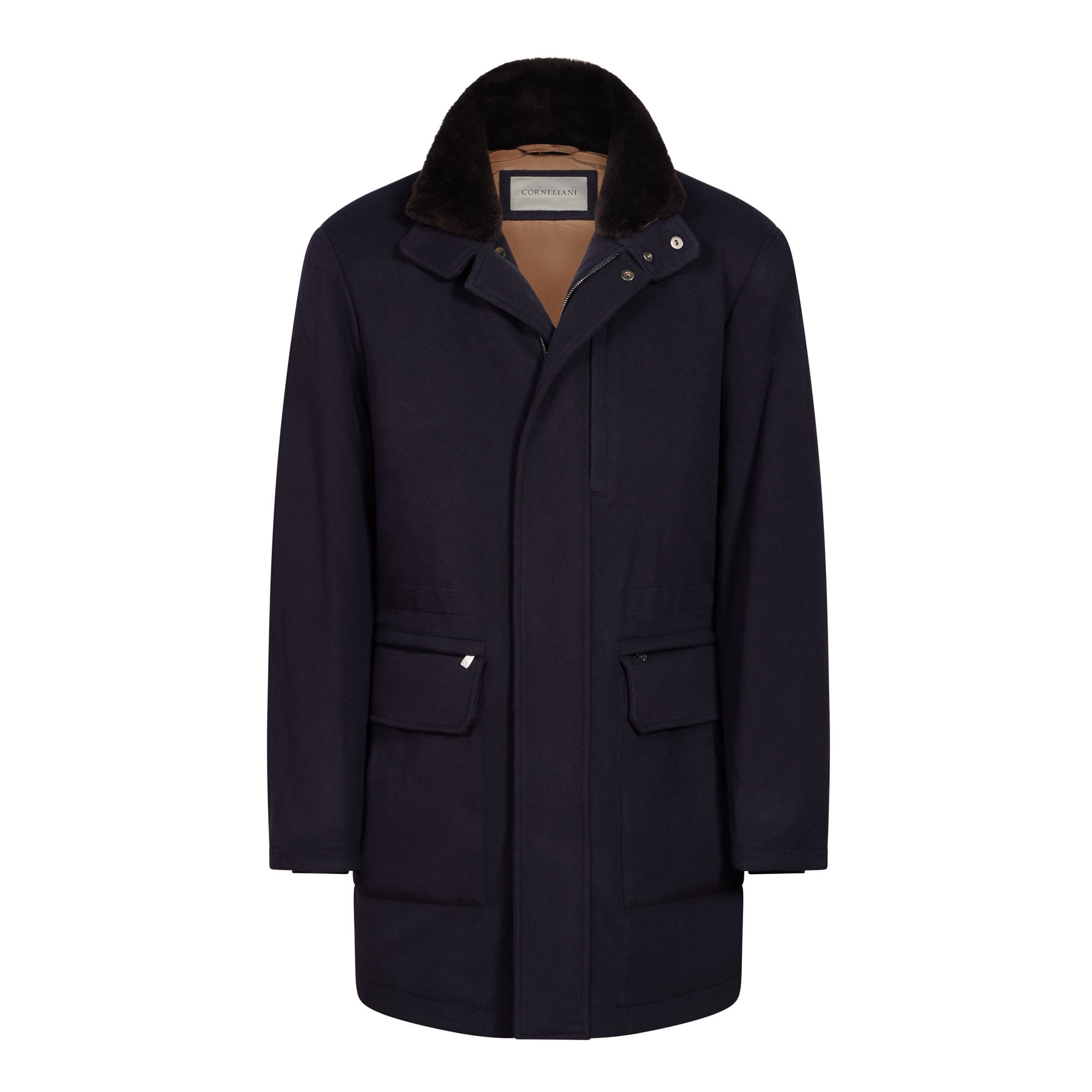 Premium CORNELIANI Wool Caban Coat for Men - Navy Blue Classic Style | Winter Outerwear for Business & Formal Occasions