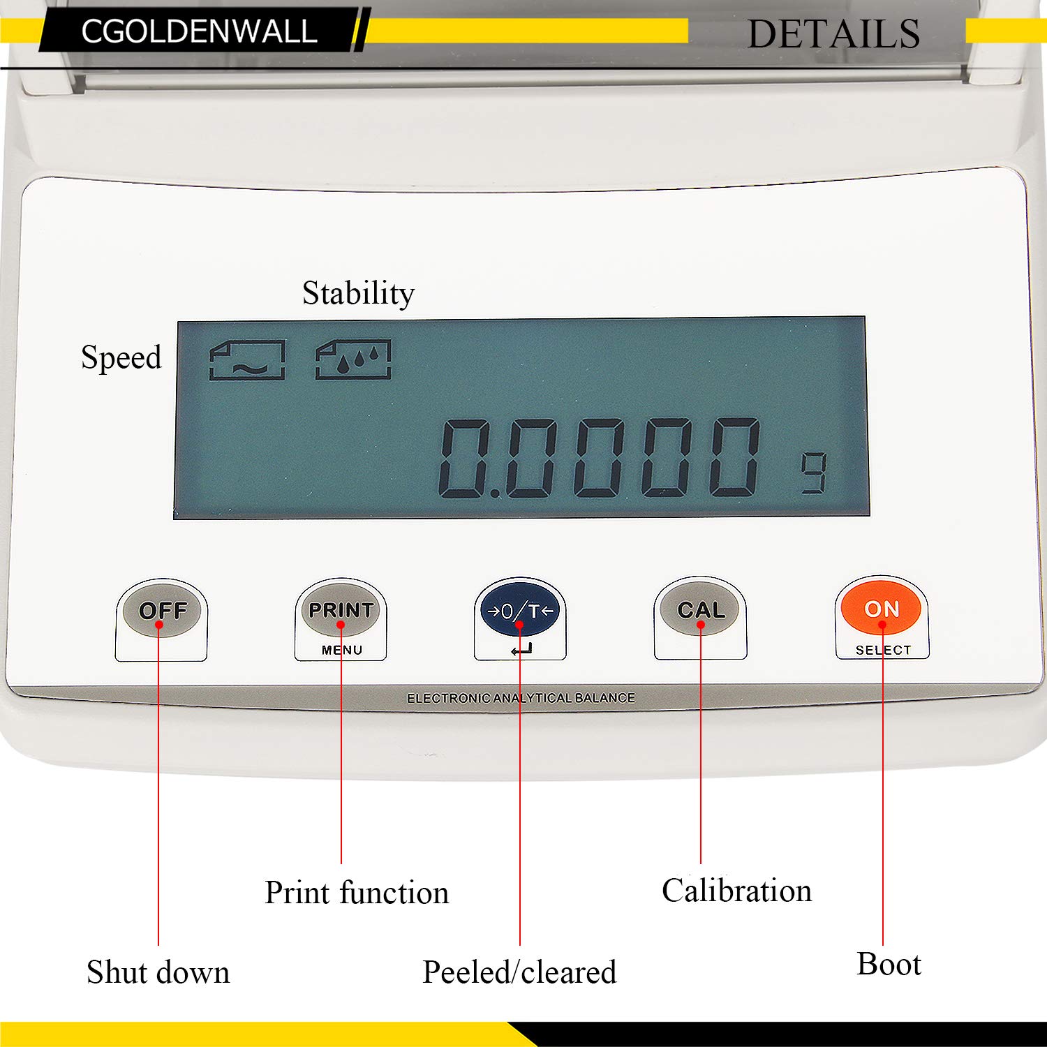 CGOLDENWALL 0.1mg High Precision Digital Analytical Balance - 0.0001g Accuracy Laboratory Scale with USB, 110g Capacity for Jewelry, Pharmacy, School & Industrial Use | Perfect for Gold Weighing, Chemical Measurement & Scientific Research