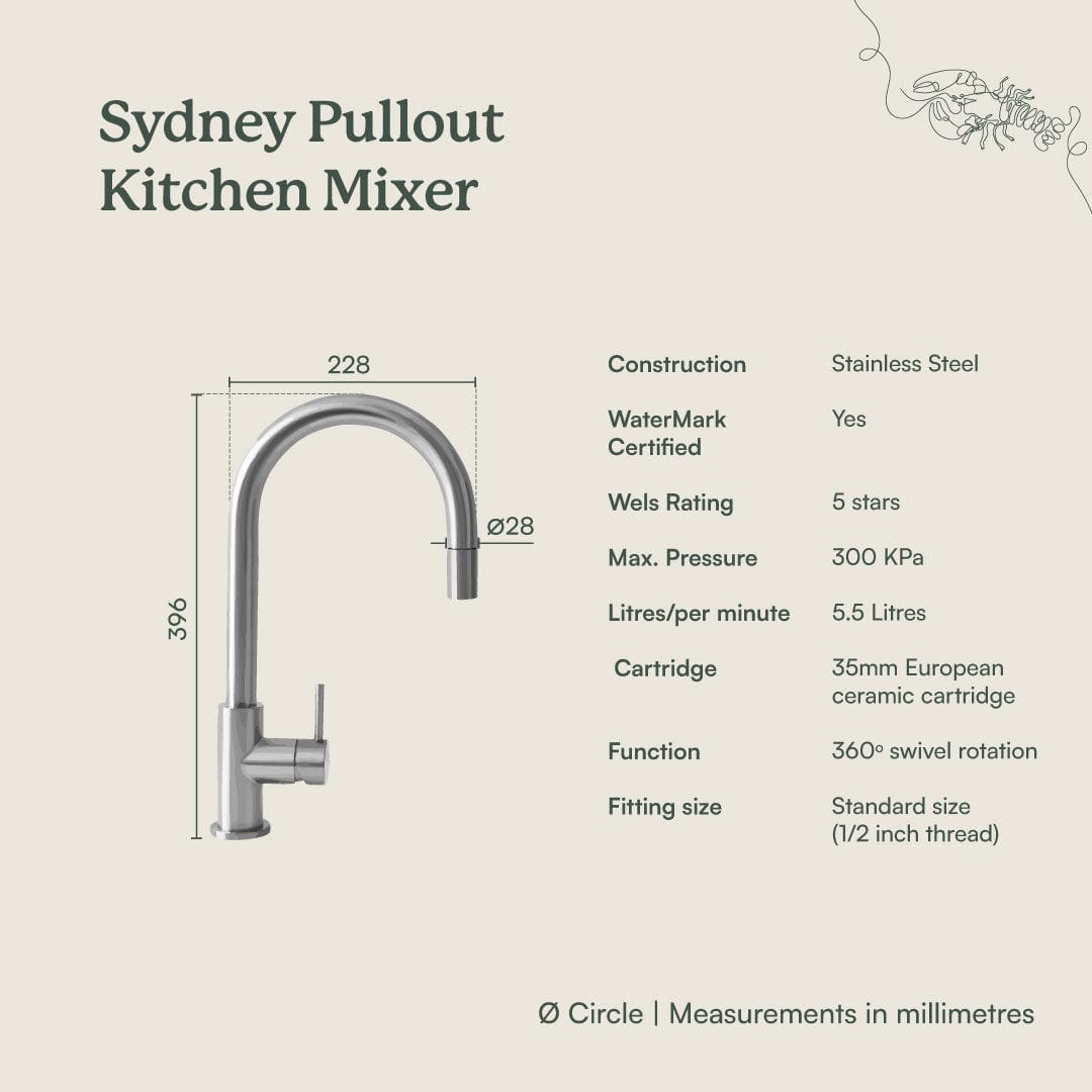 Antique Brass Sydney Pull-Out Kitchen Faucet - Modern Single Handle Sink Mixer for Farmhouse & Vintage Style Kitchens - Perfect for Cooking, Washing Dishes & Bathroom Use